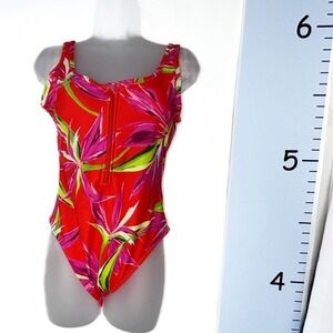 Old Navy Orange‎ Hawaiian Floral 1PC Swimsuit Medium NWT